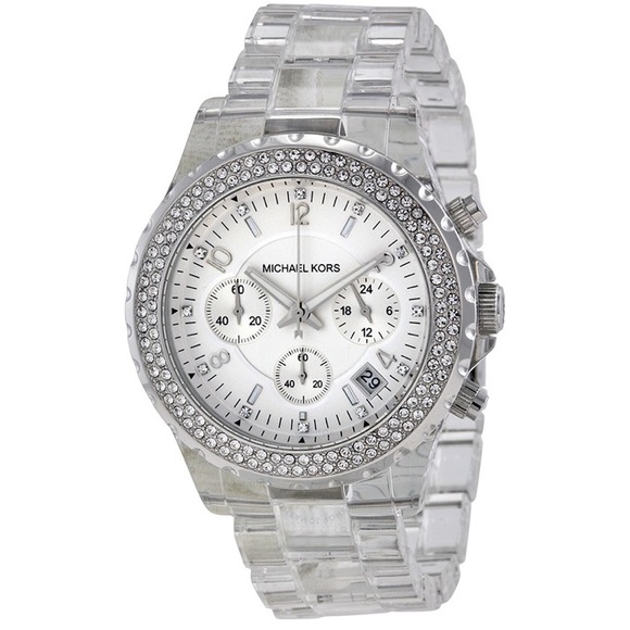 Michael Kors Jewelry - Michael Kors Silver Watch w/ Clear Band & Case